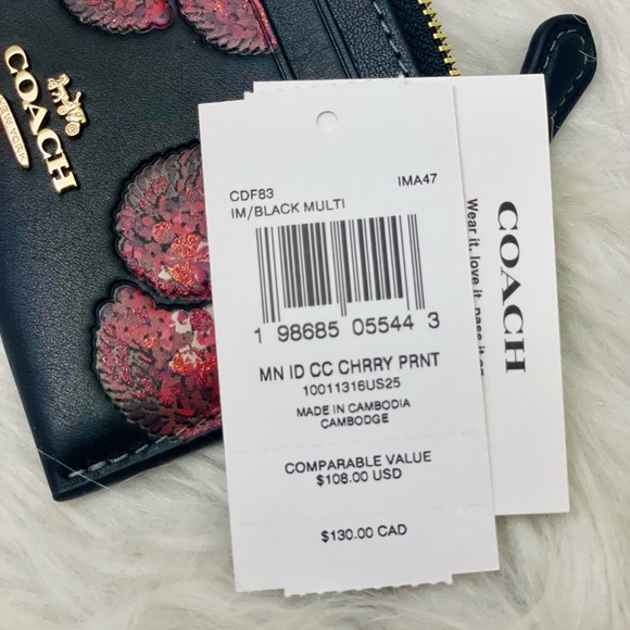 Coach Mini Skinny Id Case With Cherry Print NWT - Picture 7 of 9